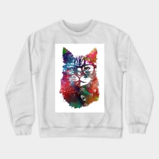 Cat hipster graphic art #cat Crewneck Sweatshirt